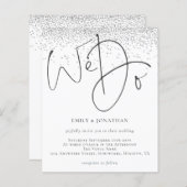 バジェットシルバーグリッターウドゥ結婚式招待状 (正面/裏面)