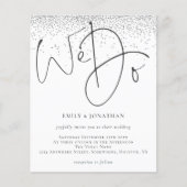 バジェットシルバーグリッターウドゥ結婚式招待状 (正面)