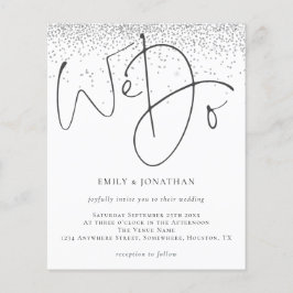 バジェットシルバーグリッターウドゥ結婚式招待状