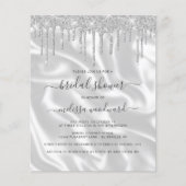 バジェットシルバーグリッターサテンブライダルシャワー招待状 (正面)