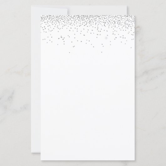 バジェットシルバーグリッタースクリプト結婚式招待状 (裏面)