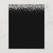 バジェットシルバーグリッターブライダルシャワーブラック招待状 (裏面)