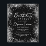 バジェットシルバーグリッターブラック21st誕生日招待状<br><div class="desc">このシックなシルバー祝グリッターとブラック21歳の誕生日招待状では、あなたのマイルストーンを達成。黒地にきらめくグレーの銀グリッター枠を設け、touchの手書き書きエレガントでデザインを高めフェミニンる。あらゆる年齢に対応した完全なカスタマイズが可能で、お客様のお祝いをユニークに作るのに最適。私連絡はアイテムのマッチングやサポートを受ける！</div>