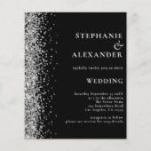 バジェットシルバーグリッターブラックQRコードウェディング招待 (正面)