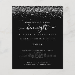 バジェットシルバーグリッターヘンナイトブラック招待状