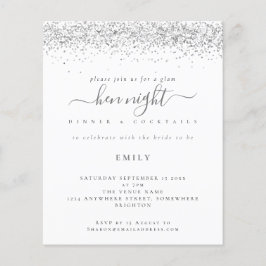 バジェットシルバーグリッターヘンナイト招待状