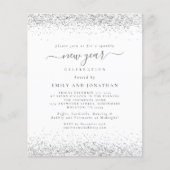 バジェットシルバーグリッターホワイト新年パーティー招待 (正面)