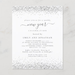 バジェットシルバーグリッターホワイト新年パーティー招待