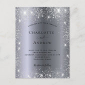 バジェットシルバーグリッターメタルエレガントな結婚式 インビテーションポストカード (正面)