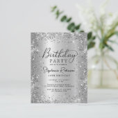 バジェットシルバーグリッターメタル10th誕生日招待状 (スタンド正面)