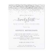 バジェットシルバーグリッター二十パーティー招待状