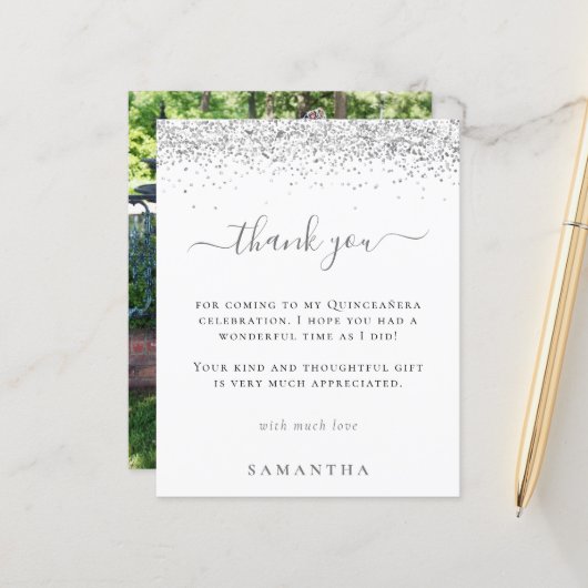 バジェットシルバーグリッター写真キンセアニェラありがとう (正面/裏面インサイチュ)