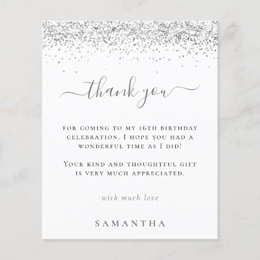 バジェットシルバーグリッター写真甘い16ありがとう (正面)