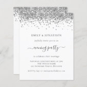 バジェットシルバーグリッター夕べ結婚式招待状 (正面/裏面)