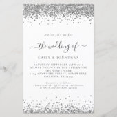 バジェットシルバーグリッターQRコードウェディング招待 (正面)