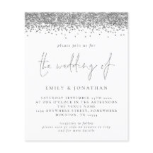 バジェットシルバーグリッターQRコードウェディング招待