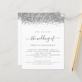 バジェットシルバーグリッターQRコード結婚式招待状