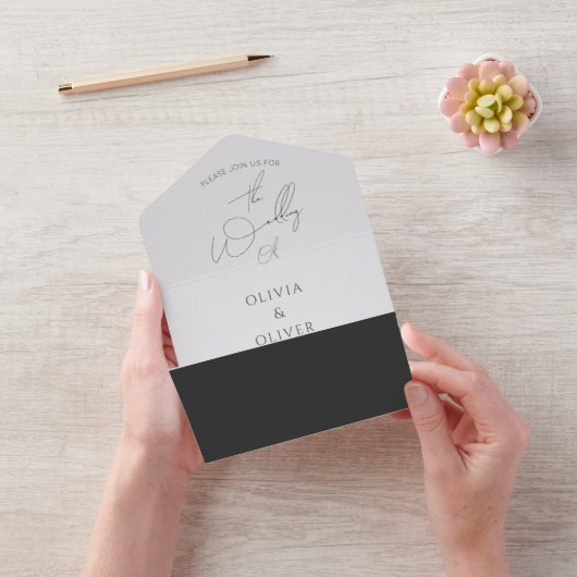 バジェットシルバーグレー結婚rsvp オールインワン招待状 (ビデオ)