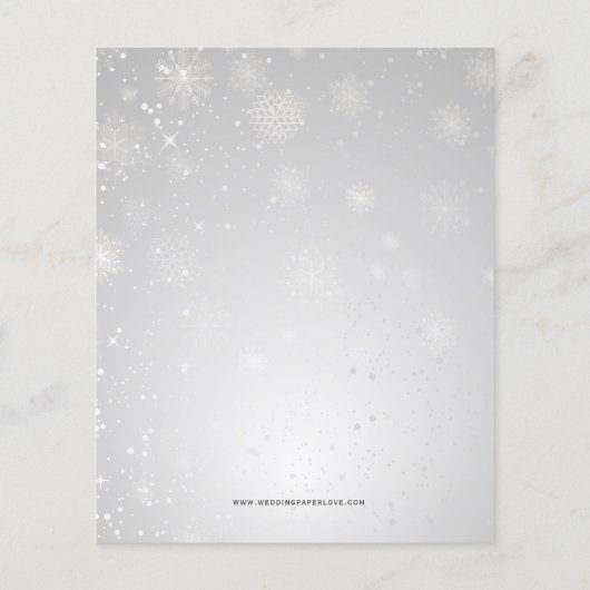 バジェットシルバースノーフレークスブライダルシャワー招待 (裏面)