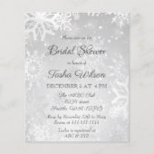バジェットシルバースノーフレークスブライダルシャワー招待 (正面)