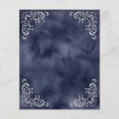 バジェットシルバーネイビーブルーヴィンテージウェディングメニュー (裏面)