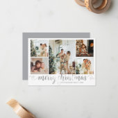 バジェットシルバーメリークリスマスハートスクリプト5写真 ノートカード (正面/裏面インサイチュ)