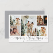 バジェットシルバーメリークリスマスハートスクリプト5写真 ノートカード (正面/裏面)