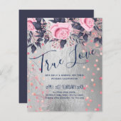 バジェットシルバーロセゴールド海軍ピンクメタリック結婚ズ (正面/裏面)