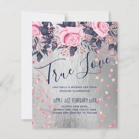 バジェットシルバーロセゴールド海軍ピンクメタリック結婚ズ (正面)