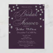バジェットシルバー紙吹雪ブライダルシャワー招待 (正面)