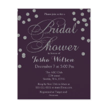 バジェットシルバー紙吹雪ブライダルシャワー招待