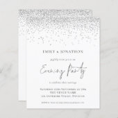 バジェットシルバー結婚グリッターの夕べパーティー招待状 (正面/裏面)
