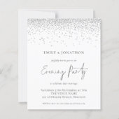 バジェットシルバー結婚グリッターの夕べパーティー招待状 (正面)