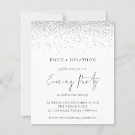 バジェットシルバー結婚グリッターの夕べパーティー招待状