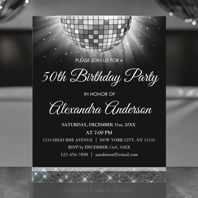 バジェットシルバー50誕生日シルバーディスコボール (クリエイターアップロード済み)