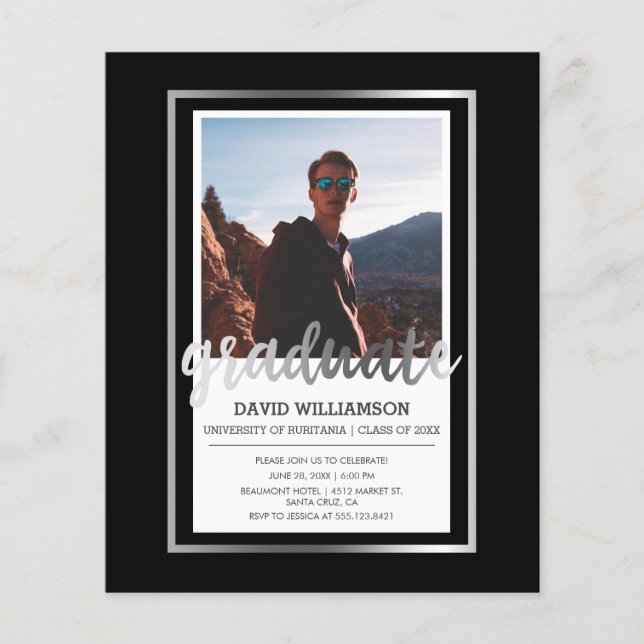 バジェットシルバー&ブラックフォト卒業パーティー (正面)