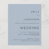 バジェットシンプルほこりっぽいブルーQRコードウェディング招待 (正面)