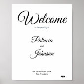 バジェットシンプルエレガントなウェディングウェルカムサイン ポスター (正面)
