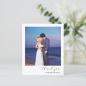 バジェットシンプルエレガントなウェディングフォトサンキューカード (スタンド正面)