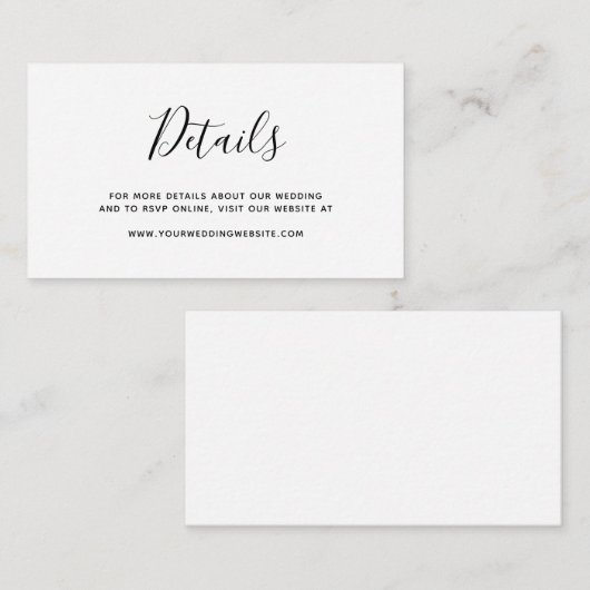 バジェットシンプルエレガントなウェディング詳細エンクロージャ ノートカード (正面/裏面)