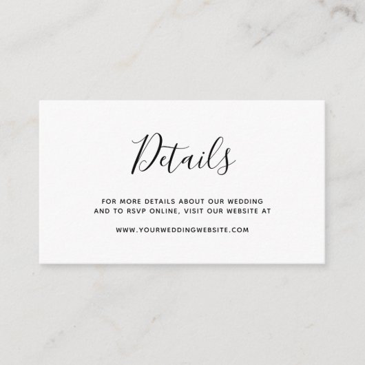 バジェットシンプルエレガントなウェディング詳細エンクロージャ ノートカード (正面)