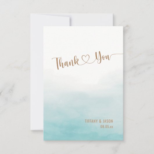 バジェットシンプルエレガントカスタムミニマリスト結婚ズ サンキューカード (正面)