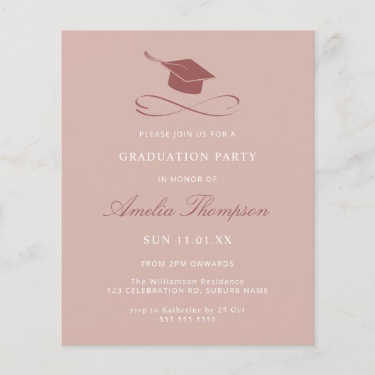 バジェットシンプルエレガントパーティーピンクキャップ卒業 チラシ (正面)