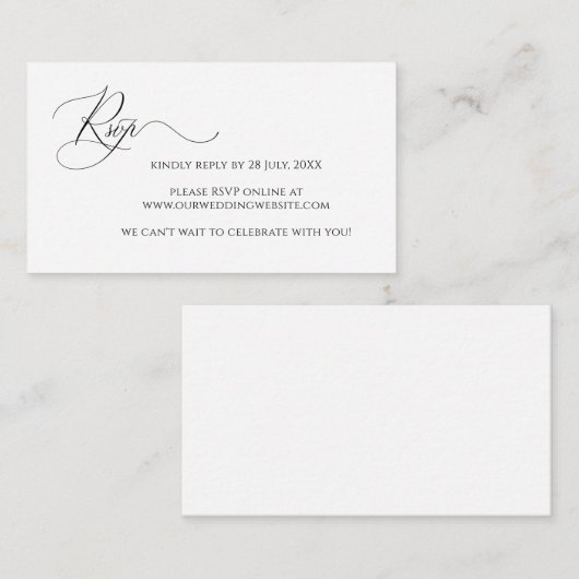 バジェットシンプルエレガント結婚式出欠確認カード ノートカード (正面/裏面)