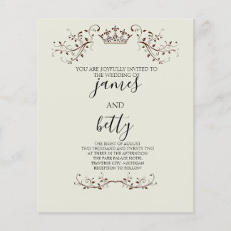 バジェットシンプルクラウンミニマル結婚リストフライヤー