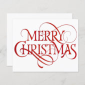 バジェットシンプルクリスマスレッド&ホワイトメリークリスマスカード (正面/裏面)