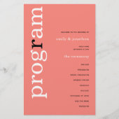 バジェットシンプルコーラルバラピンク文字結婚式 プログラム (正面)