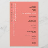 バジェットシンプルコーラルバラピンク文字結婚式 プログラム (裏面)