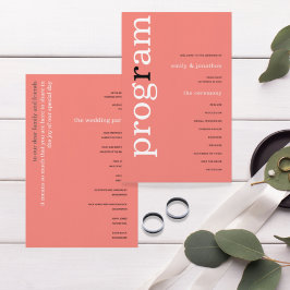 バジェットシンプルコーラルバラピンク文字結婚式 プログラム