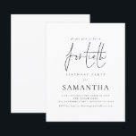 バジェットシンプルスクリプト40th誕生日パーティー招待状<br><div class="desc">予算の範囲内で、このサイズ（4.5 x 5.6インチ）の紙オプションを2つ選択できる。この製品には、葉書と同様の厚さの110 gsmカードのストックであるセミグロスをお勧めする。Satinオプションは80gsmの非常に薄い紙である。デフォルトは半光沢に設定されている。1枚に1枚ずつ。バジェットシンプルパーティの招待状スクリプト40th誕生日。シンプルコンテンポラリースタイルはFortiethと一緒に設定されたスクリプモダントと簡単にパーソナライズできる文字の残りの部分に入っている。</div>